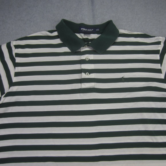 Ralph Lauren Polo Golf Shirt Mens XXL Green Striped Long Sleeve Rugby Preppy - Picture 2 of 12